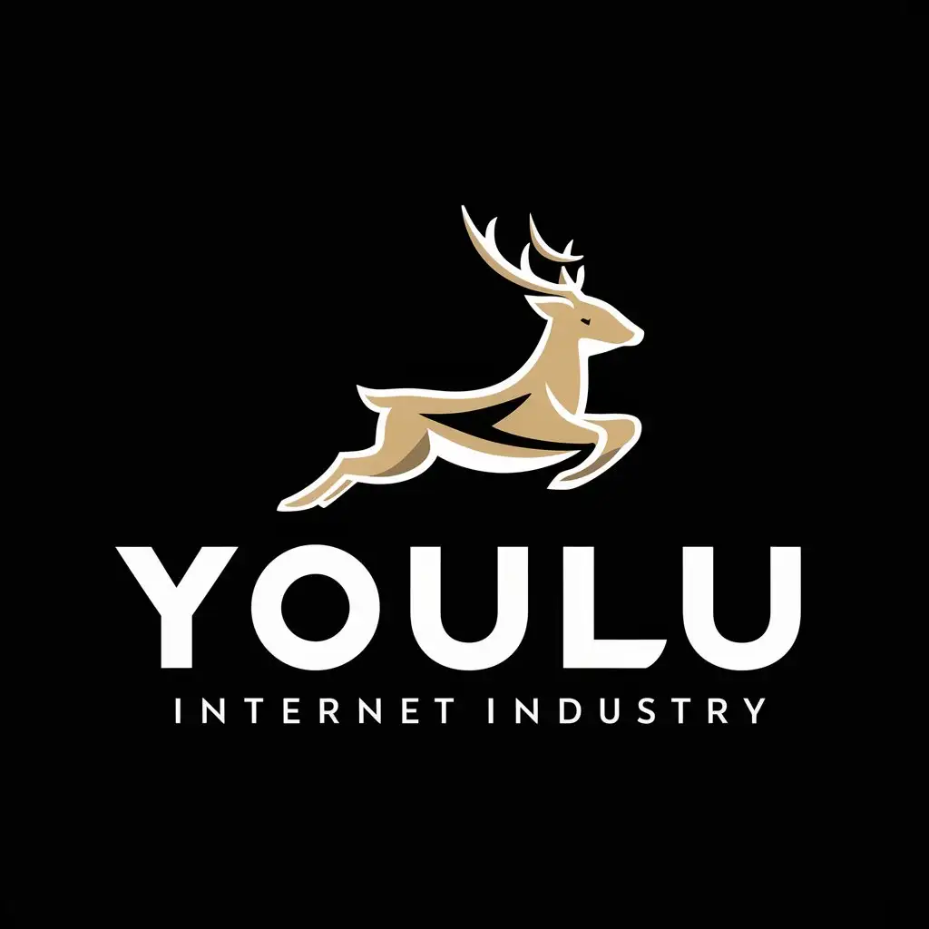 a logo design,with the text "YOULU", main symbol:deer, black, 3d,Moderate,be used in Internet industry,clear background