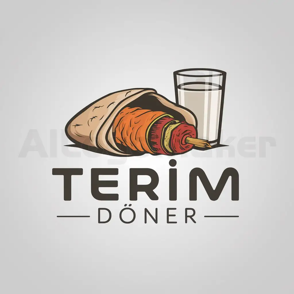 a logo design,with the text "Terim Döner", main symbol:Döner,Ayran,Moderate,clear background