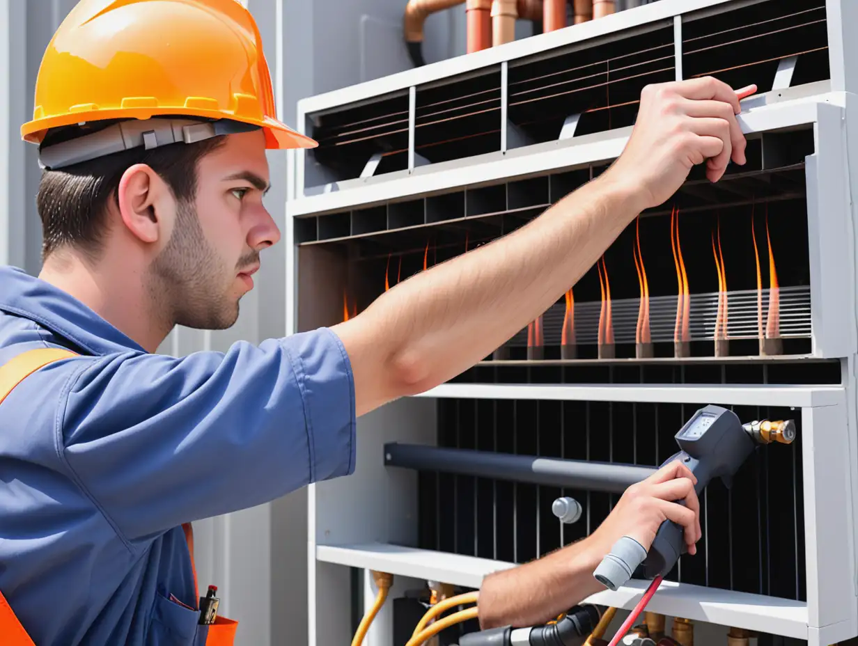 Professional HVAC Worker Providing Heating and Cooling Services with Clear Visibility