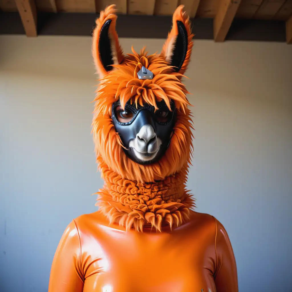 Latex-Furry-Girl-Llama-with-Vibrant-Orange-Skin-and-Rubber-Llama-Mask
