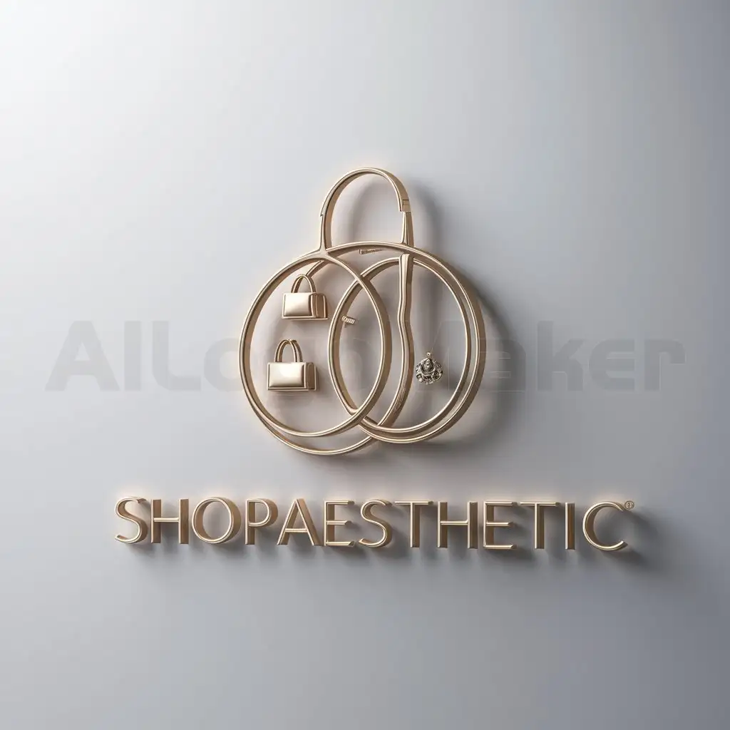 a logo design,with the text "ShopAesthetic", main symbol:bags, shoes and jewellery,complex,be used in fashion industry,clear background