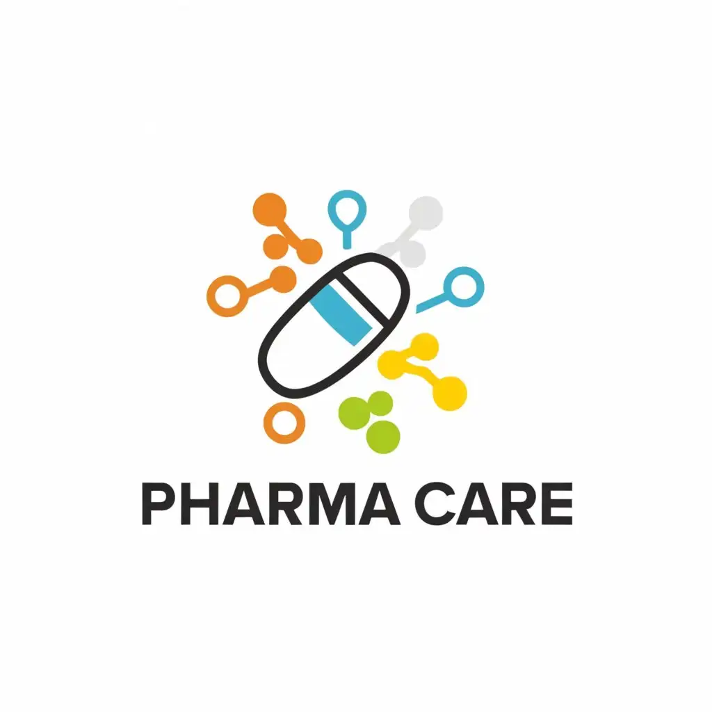 a logo design,with the text "Pharma Care", main symbol:medications, recipes, health, well-being, vitamins, pills, first aid kit, prevention, care,Minimalistic,be used in Medical Dental industry,clear background