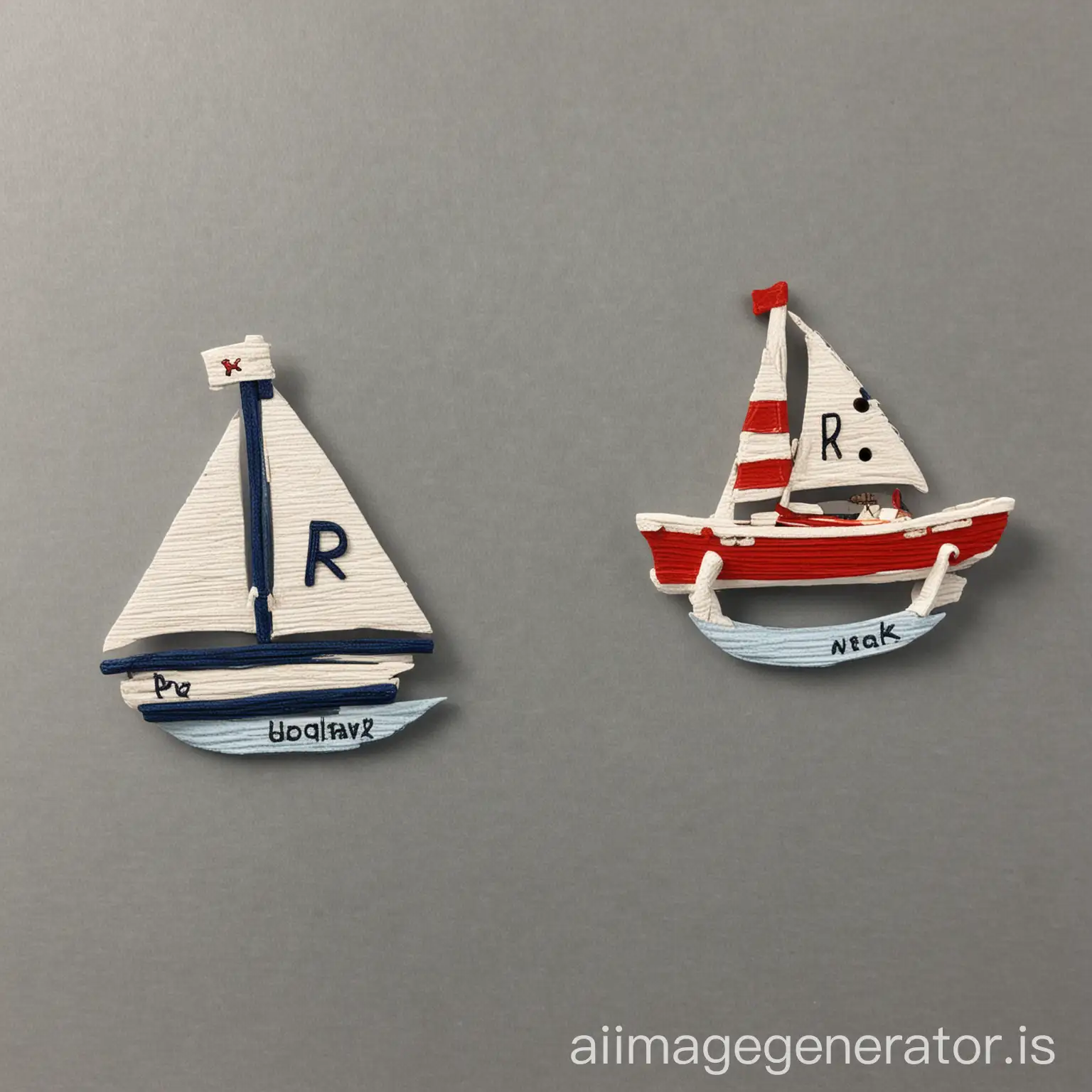English letters RDK and sailboat