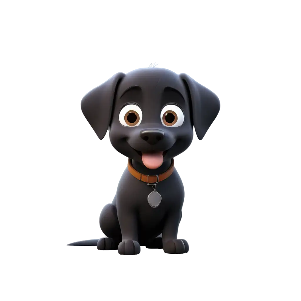 cute black doggy 
3d pixar animation style