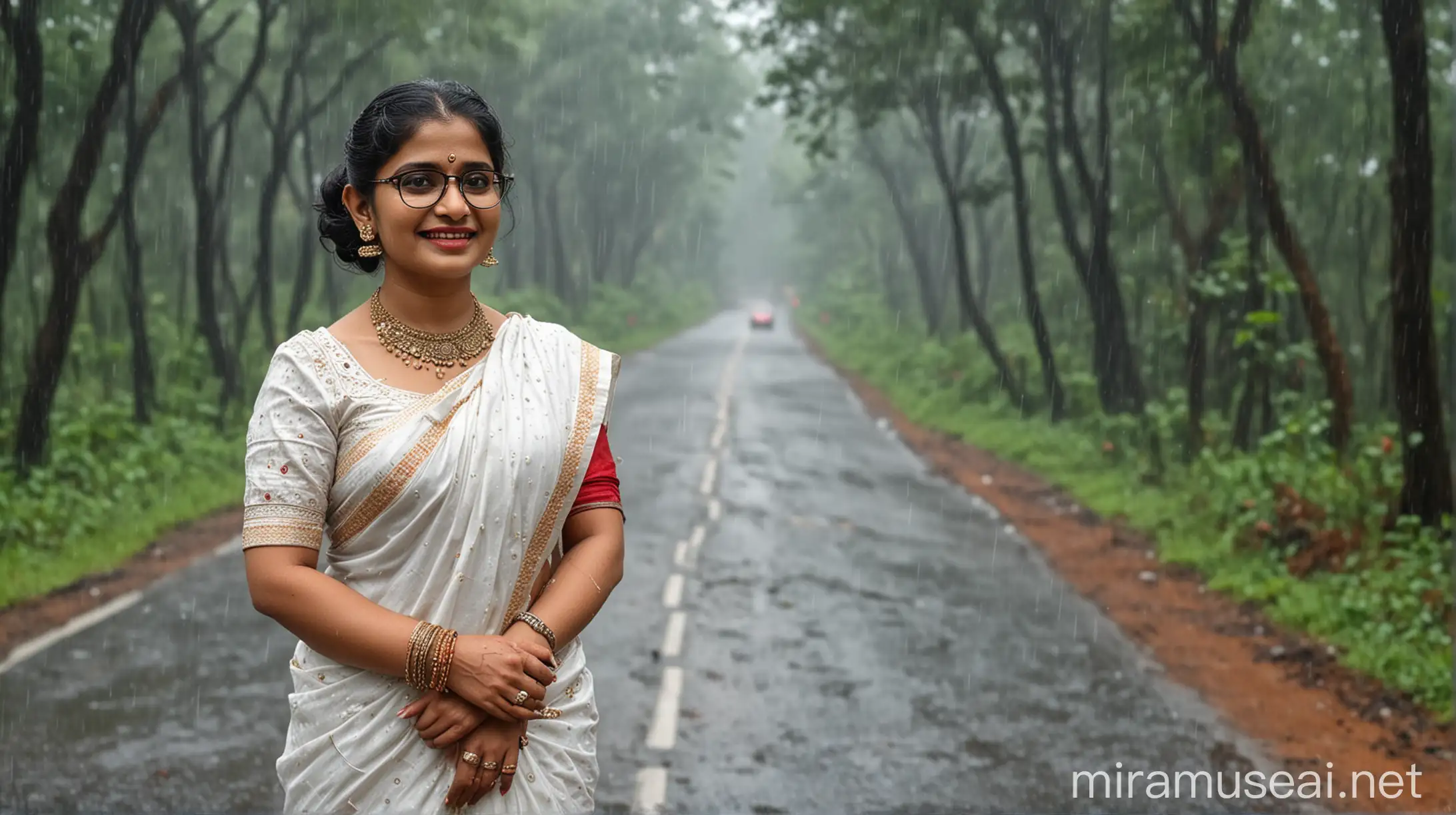 Elderly Indian School Teacher Caught in Rain on Forest Highway