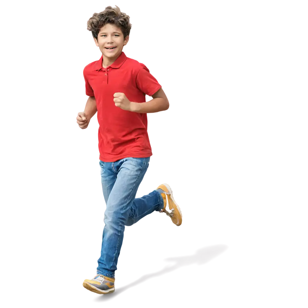 A boy running in the street