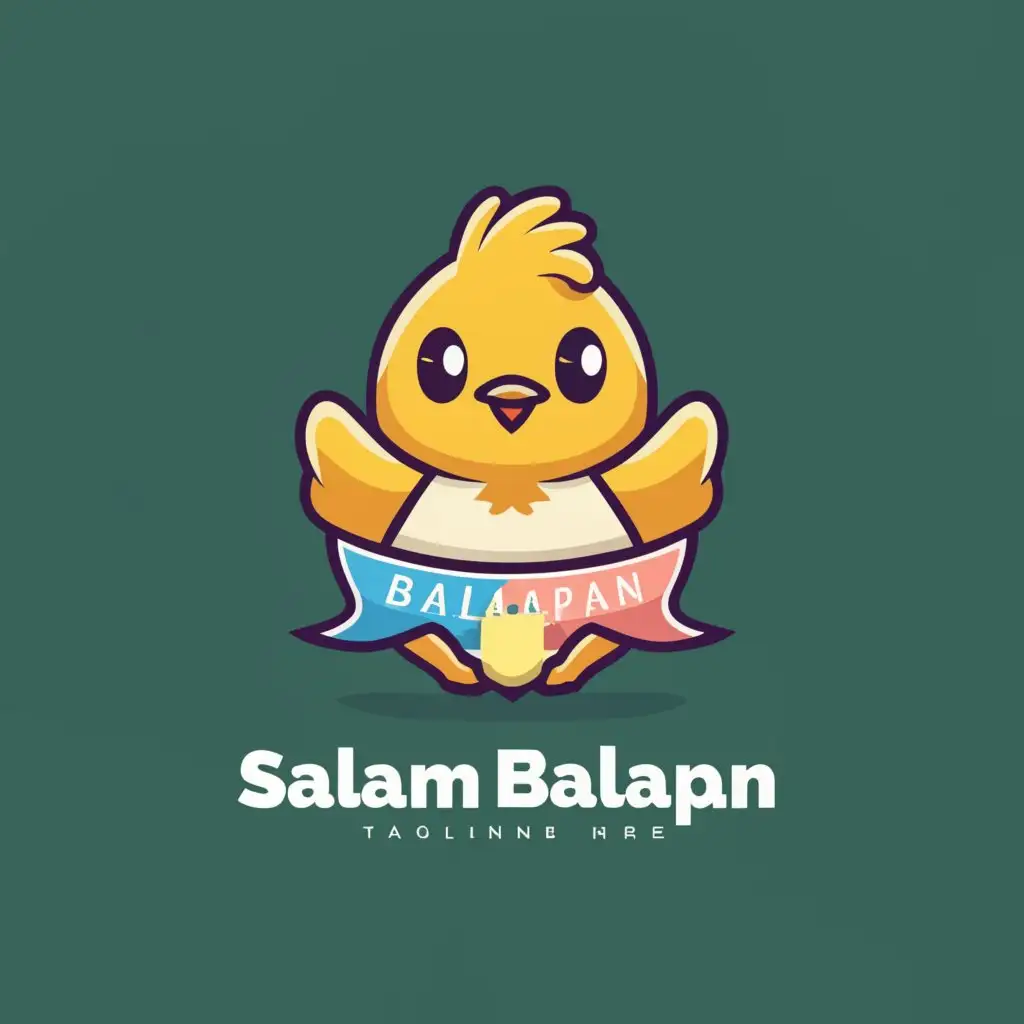 a logo design,with the text "Children's clothing Salam Balapan", main symbol:Chick in a T-shirt,Moderate,be used in Retail industry,clear background