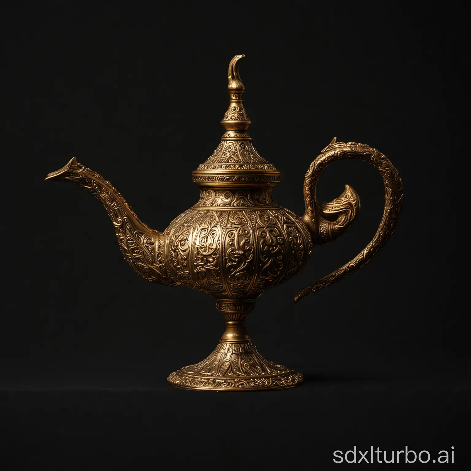 Aladdin's lamp, black background