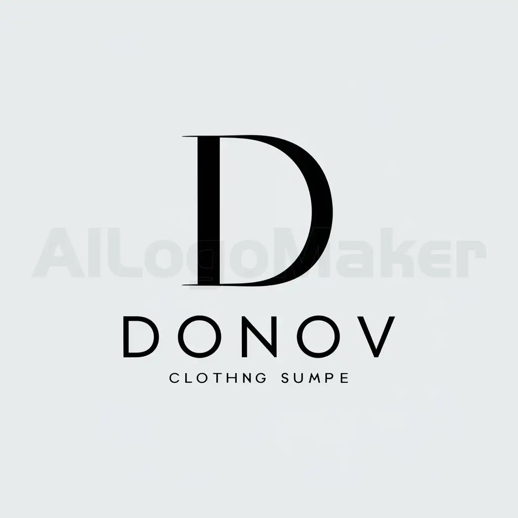 a logo design,with the text "DONOV", main symbol:D, inverted D,Minimalistic,be used in clothing industry,clear background
