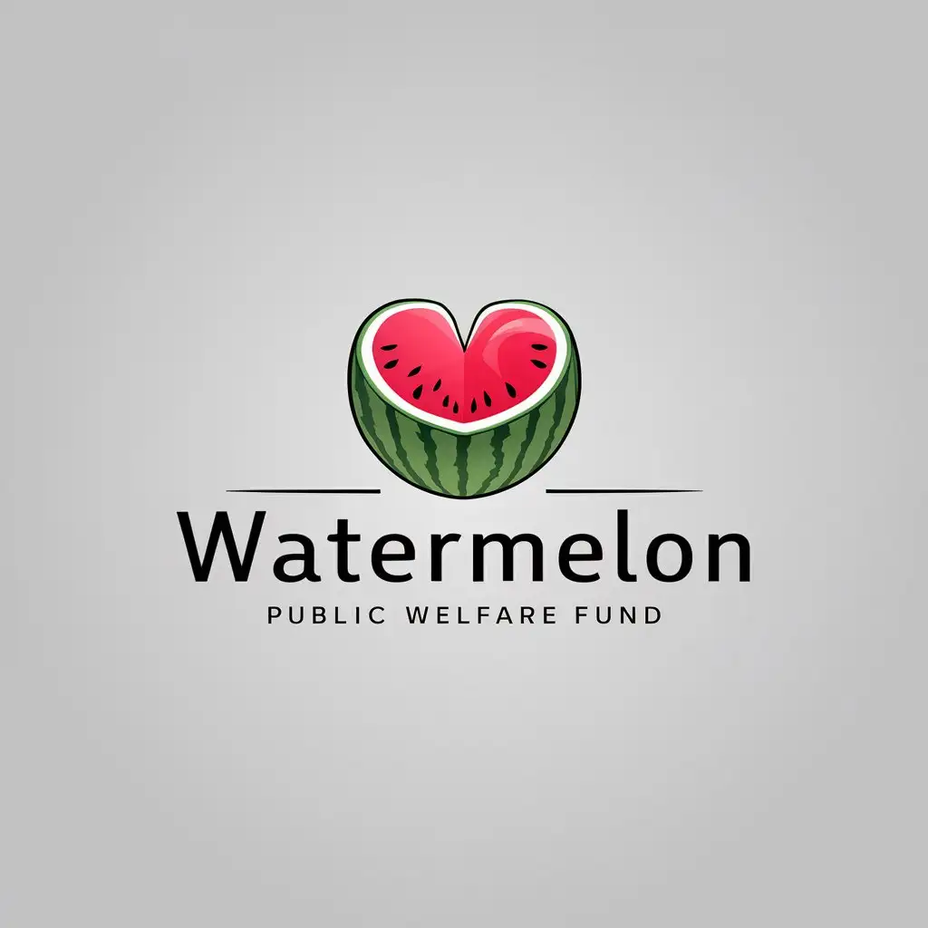 a logo design,with the text "watermelon public welfare fund", main symbol:cut open of watermelon inside is heart,Minimalistic,be used in Nonprofit industry,clear background