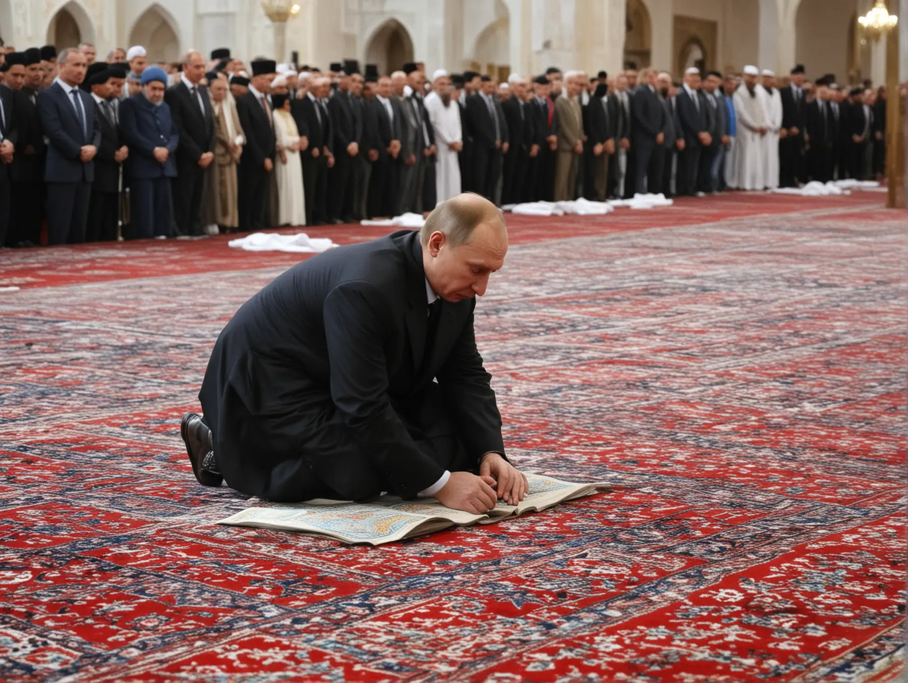 Путин  один в мечете молится Два
