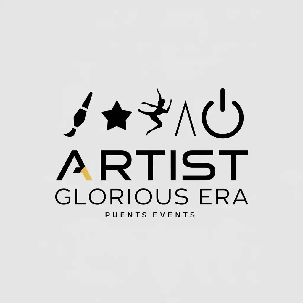 a logo design,with the text "artist glorious era", main symbol:arts, star, dancer, power button icon,Minimalistic,Minimalistic,be used in Events industry,clear background