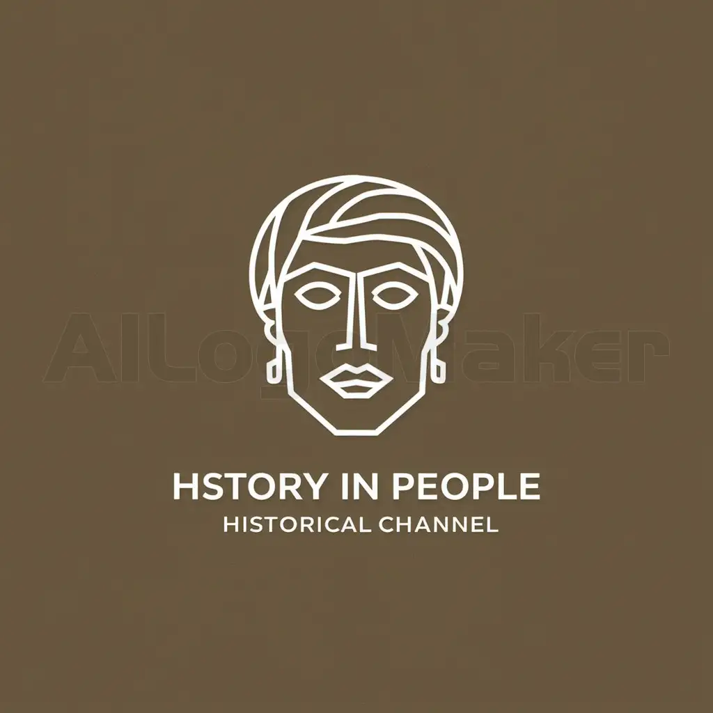 a logo design,with the text "history in people, historical channel", main symbol:Human Face,Minimalistic,be used in history industry,clear background