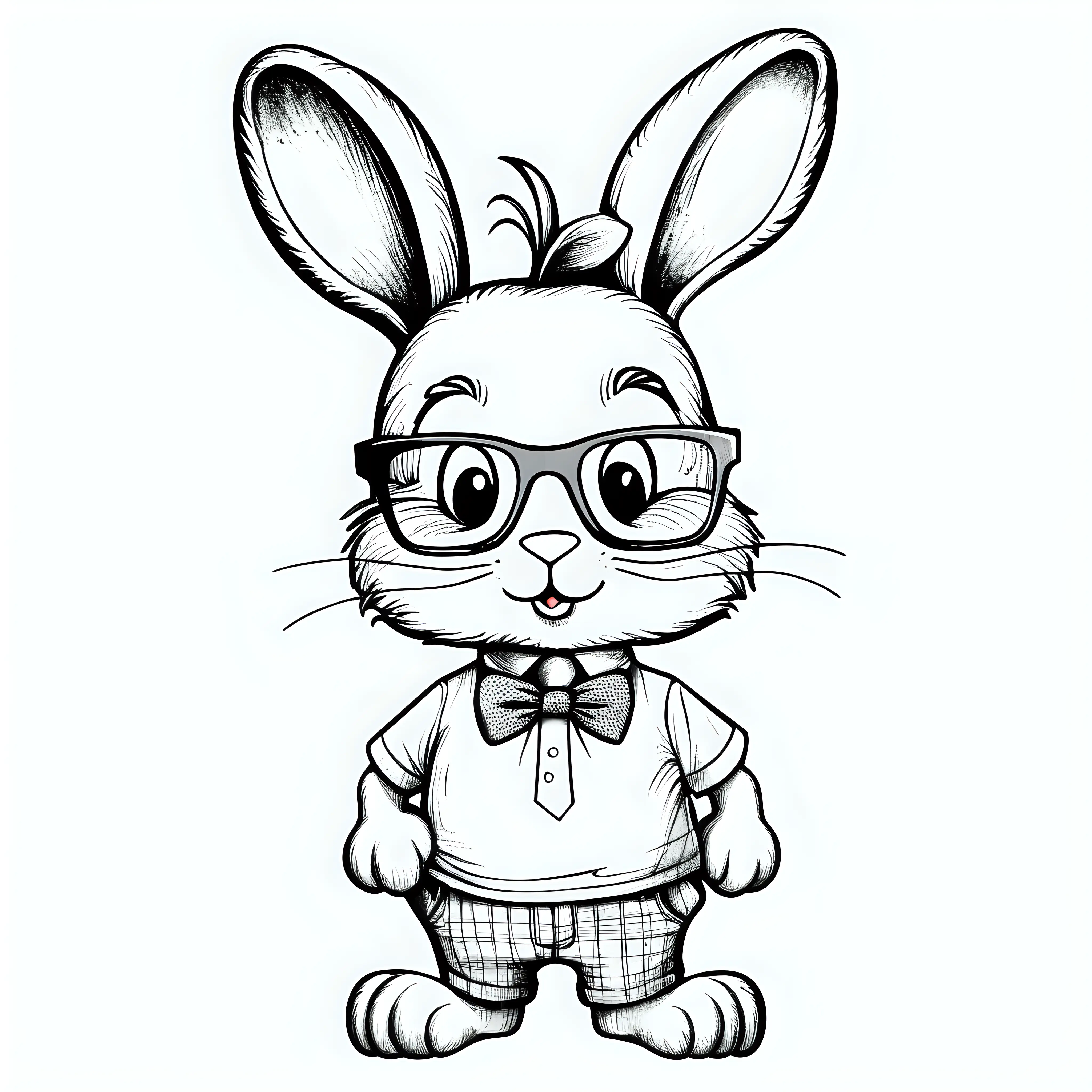 Cartoon Bunny Teacher Sketch Book Style TShirt Graphic