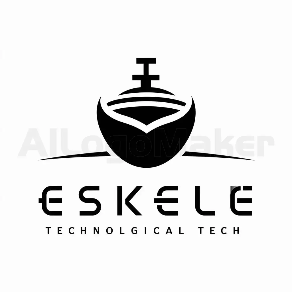 a logo design,with the text "eskele", main symbol:vessel Technology,Minimalistic,be used in logestic industry,clear background