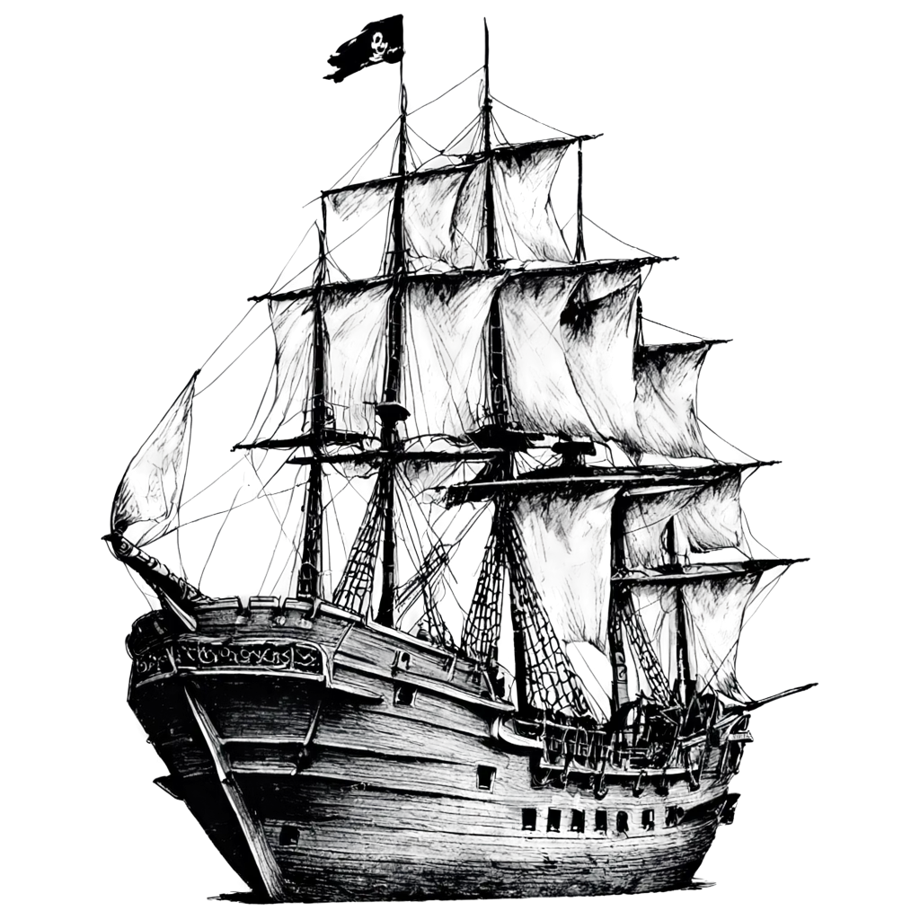 HighQuality-PNG-Pencil-Drawing-of-a-Pirate-Ship-Enhance-Your-Content-with-Stunning-Visuals