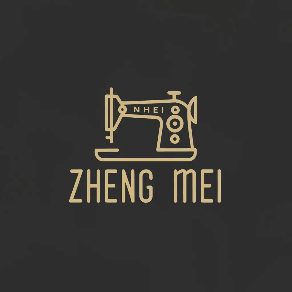 a logo design,with the text "Zheng Mei", main symbol:Sewing machine,Moderate,be used in Home Family industry,clear background