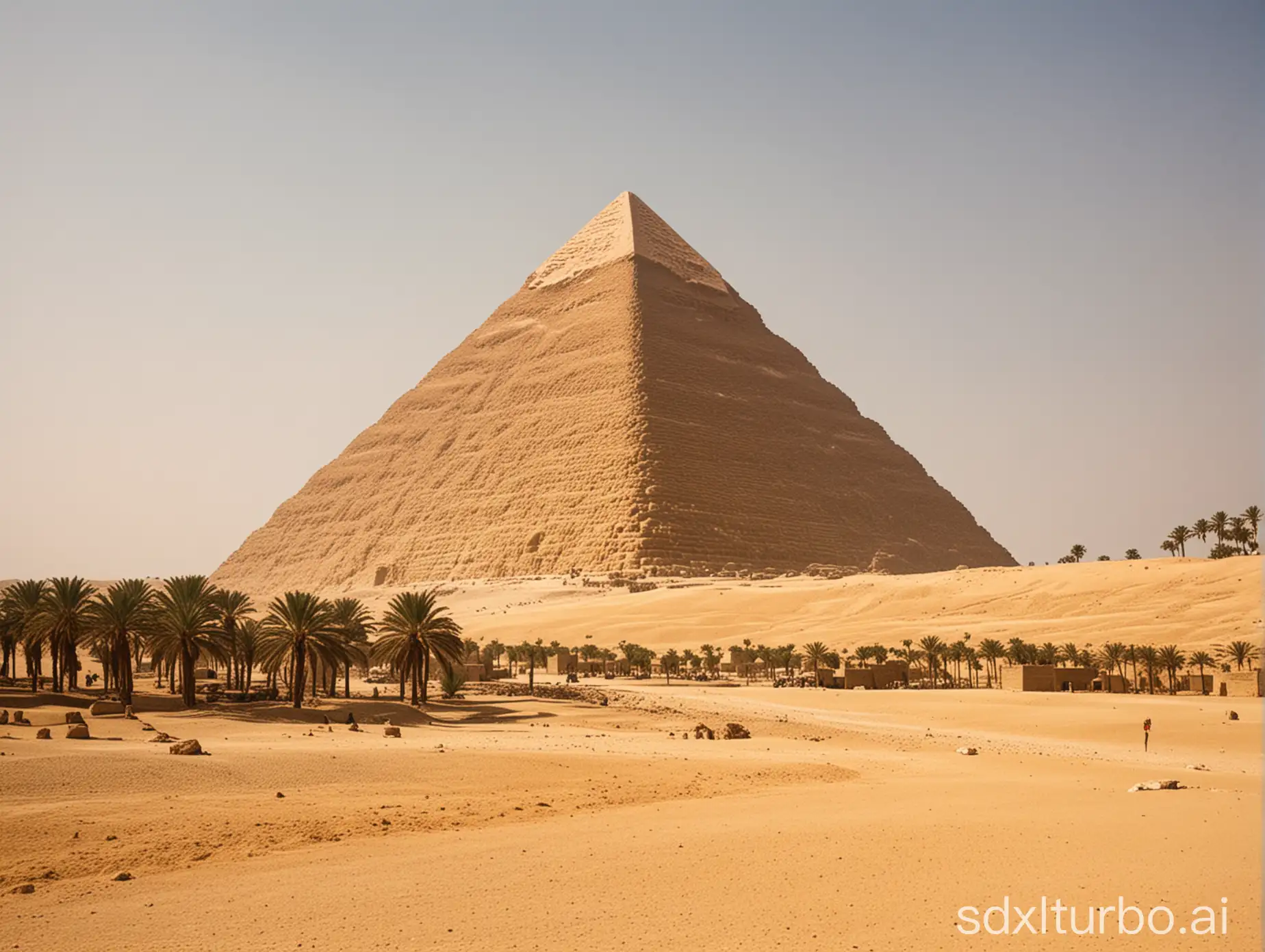 pyramide von gizeh, wüste mit oase