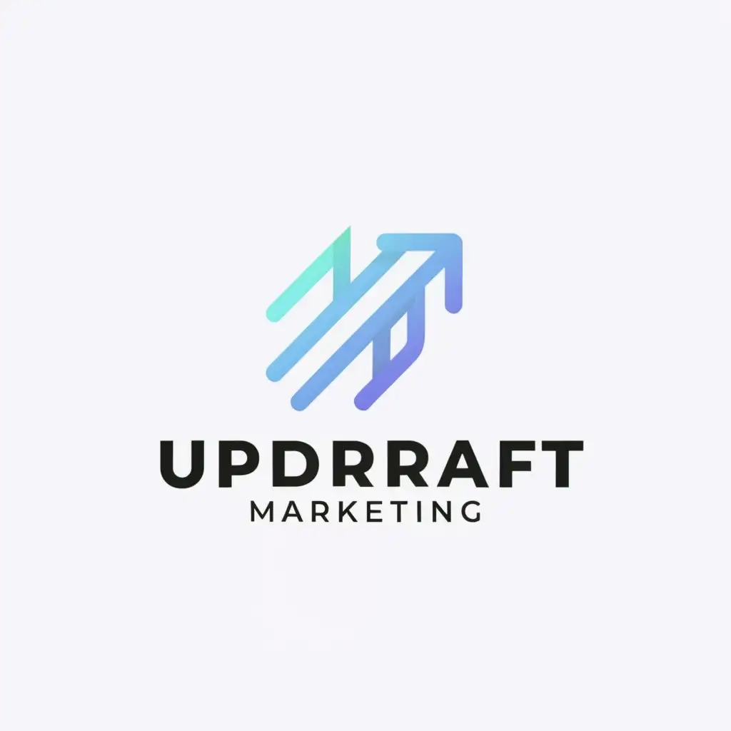 a logo design,with the text "Updraft Marketing", main symbol:Updraft: Represents upward movement, growth, and support.
Marketing: Indicates the agency's core service of marketing and advertising.,Minimalistic,clear background