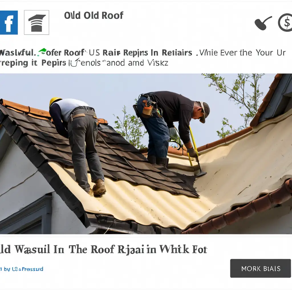 old wasful roof in the US, 1 profession white worker repairs it, no background