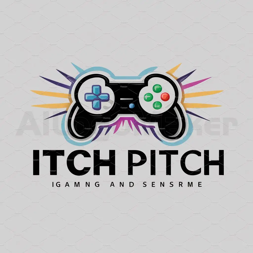 a logo design,with the text "Itch Pitch", main symbol:game pad,Moderate,be used in gaming industry,clear background