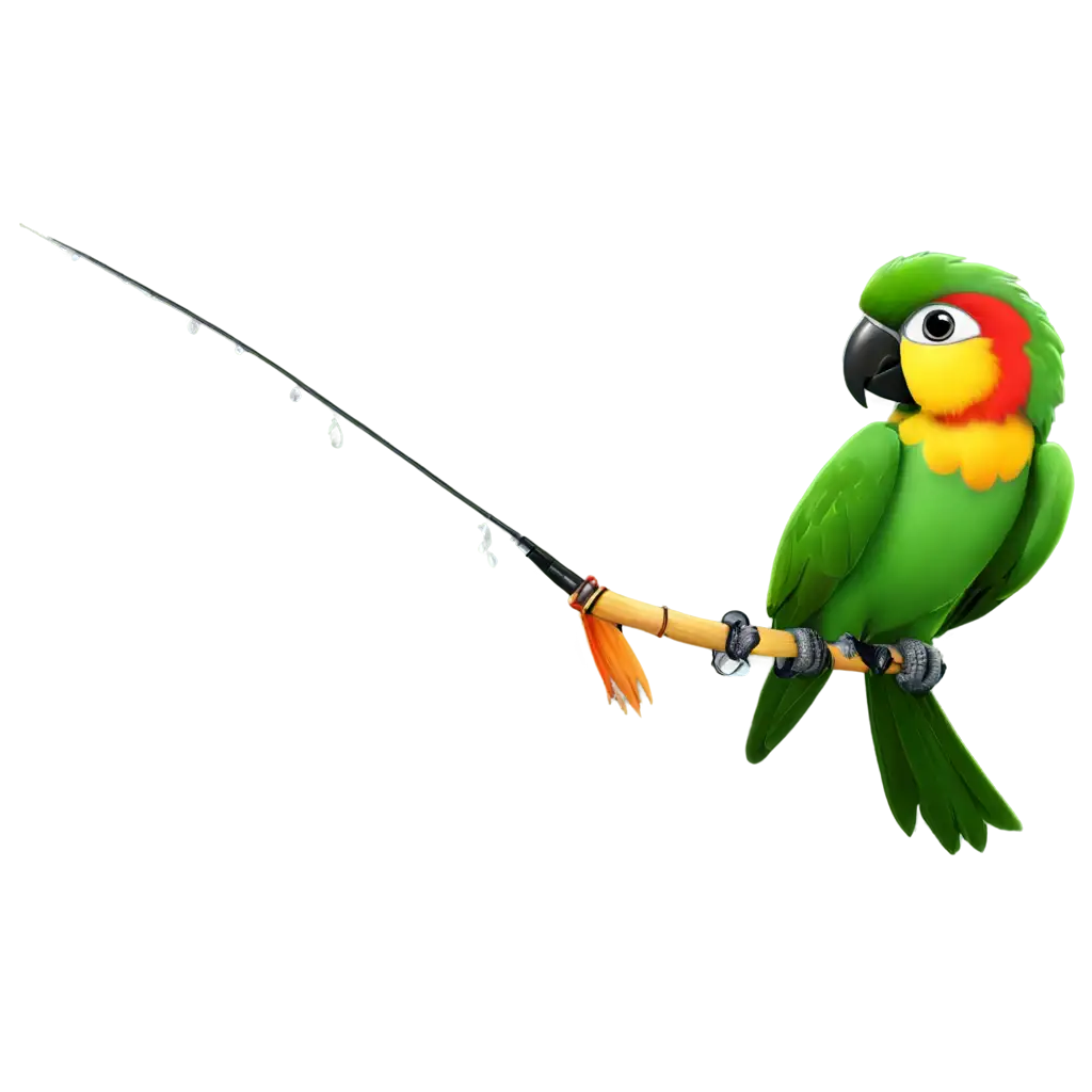 a parrot fishing cartoon