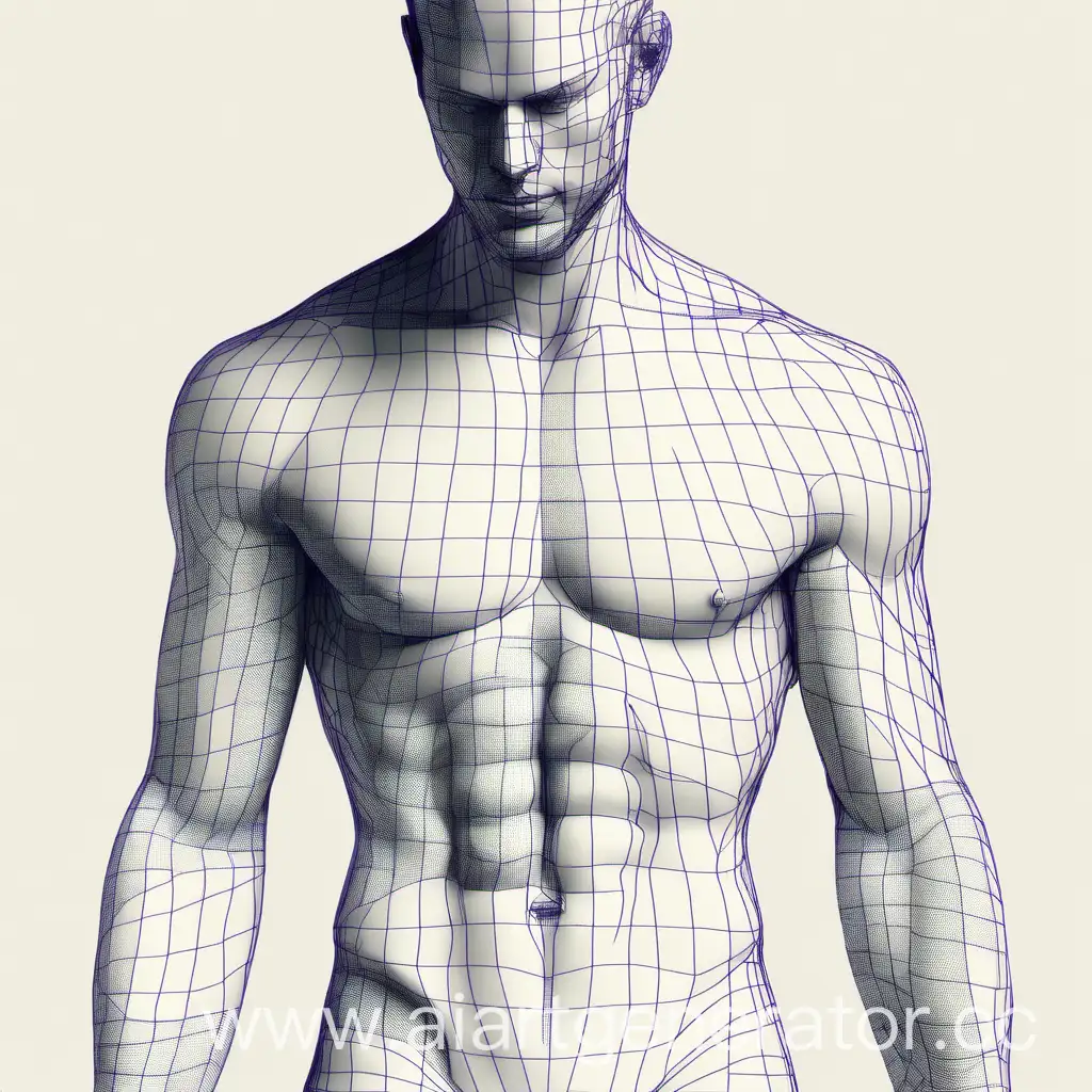 Abstract-Sketch-of-Male-Torso-with-Mesh-Lines