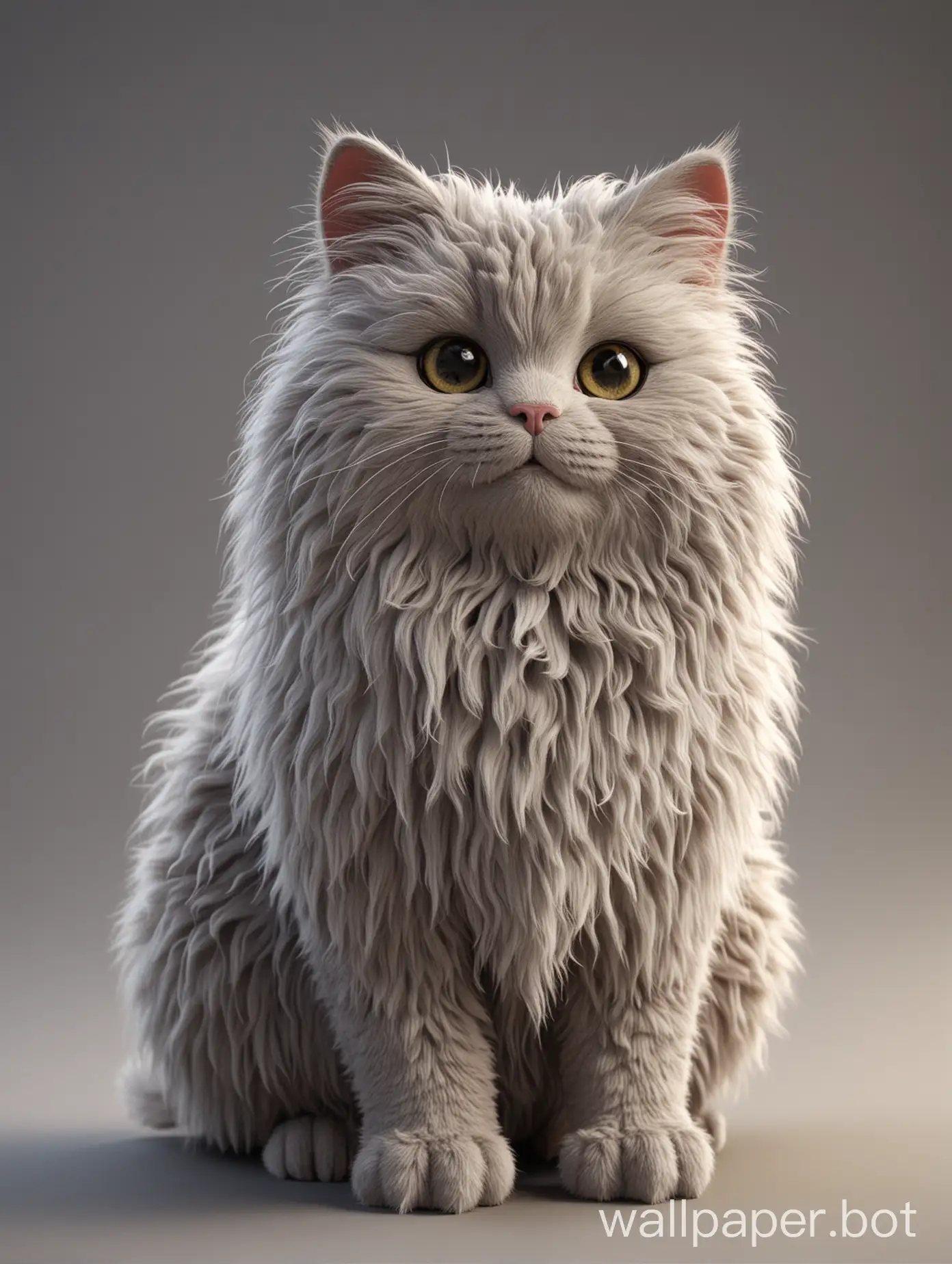 Fluffy 3d model cat