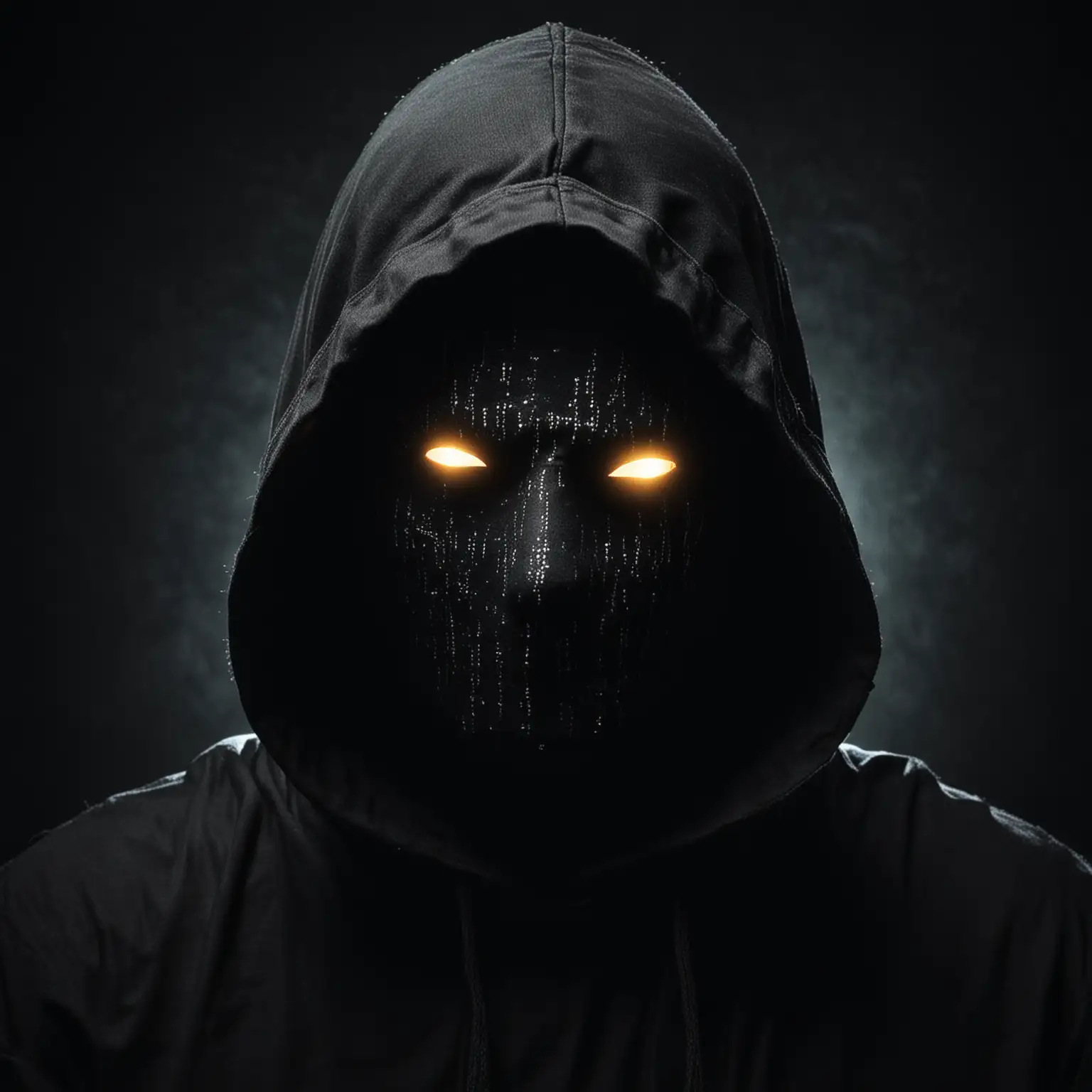 Enigmatic Figure with Glowing Eyes in Hooded Silhouette