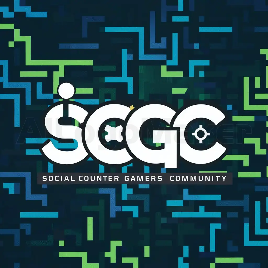 a logo design,with the text "Social Counter Gamers Community", main symbol:SCGC text combine and it should have gaming vibes,complex,clear background