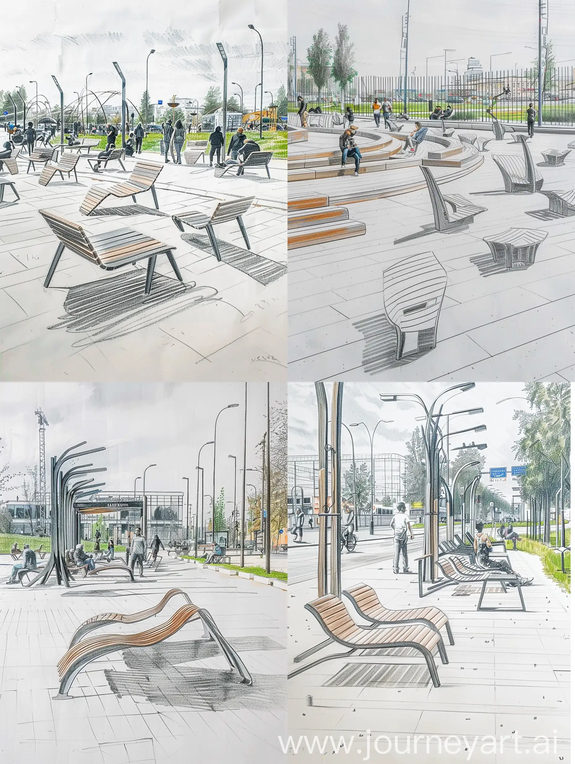 Lively-Urban-Public-Space-Sketch-with-Diverse-Architecture-and-Social-Interaction