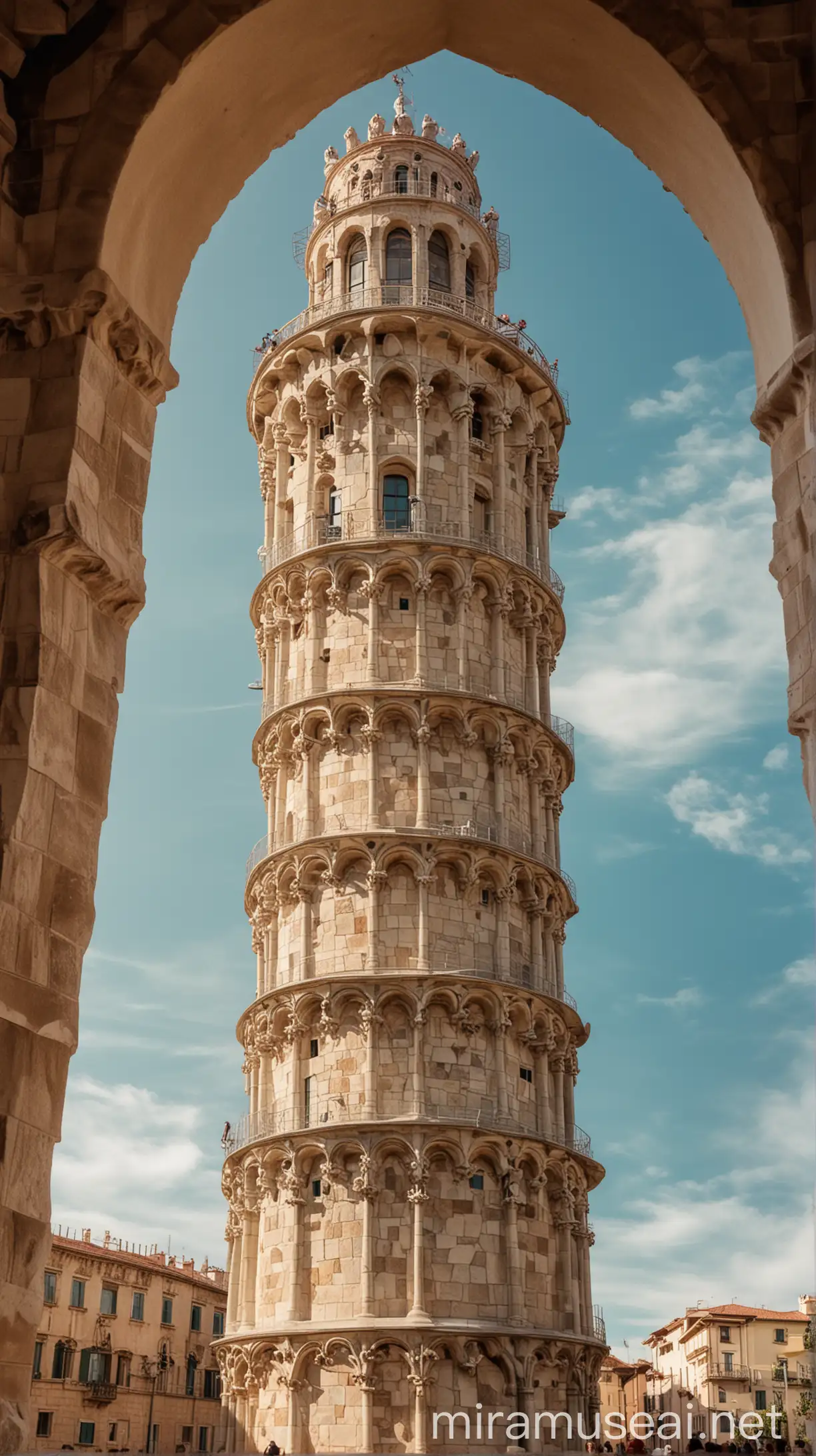 Gaudiinspired Tower of Pisa Vibrant Interpretation of Iconic Architecture