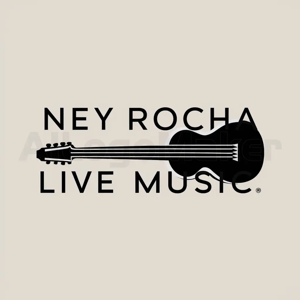 LOGO-Design-For-Ney-Rocha-Live-Music-Vibrant-Guitar-Symbol-on-Clean-Background