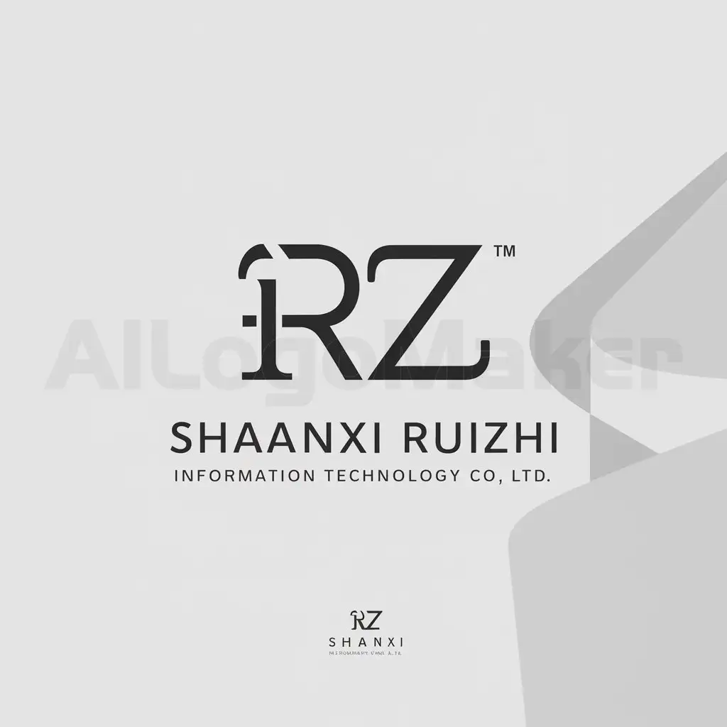 a logo design,with the text "Shaanxi Ruizhi Information Technology Co., Ltd.", main symbol:RZ,Moderate,clear background