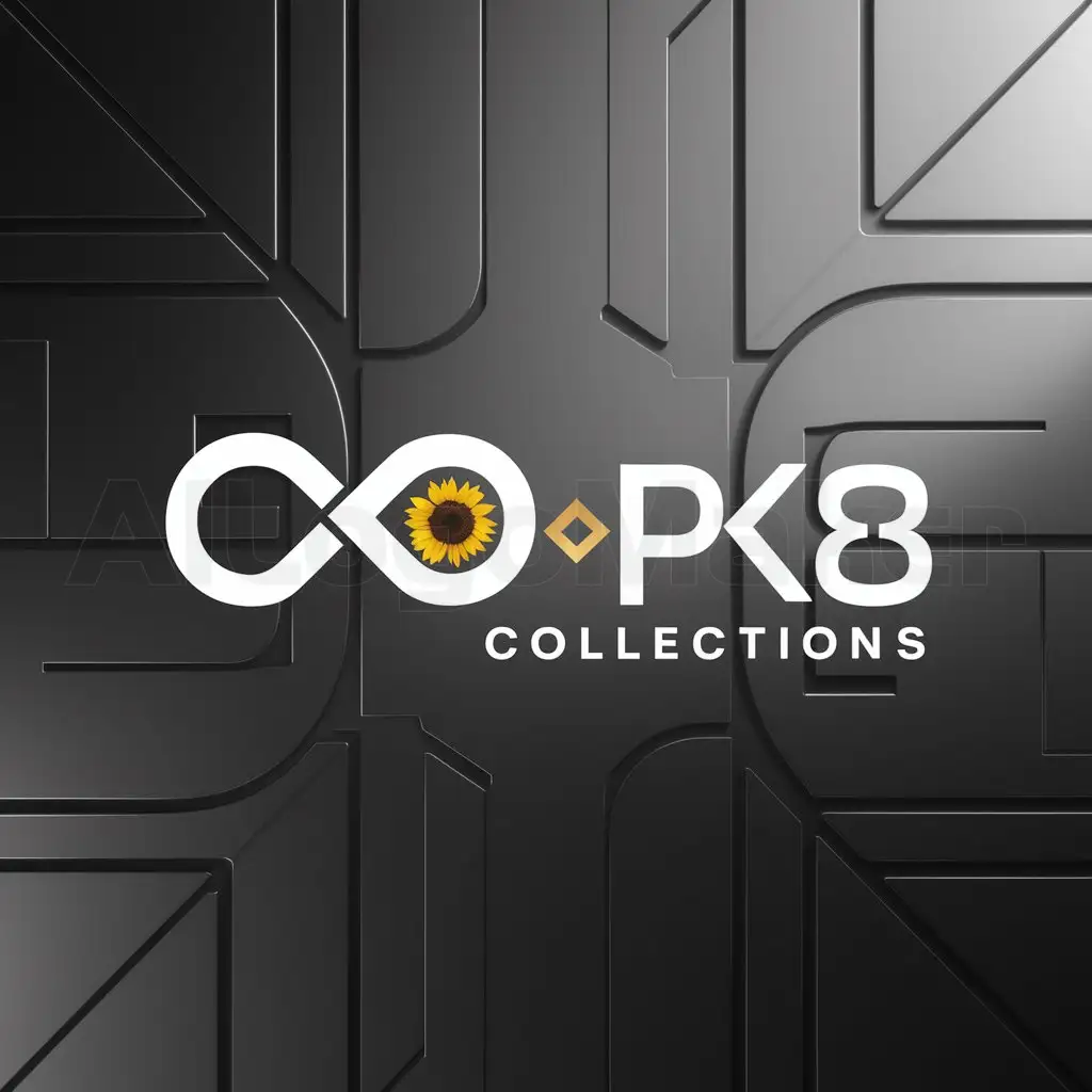 a logo design,with the text "♾️🌻", main symbol:PK8 Collections,complex,clear background
