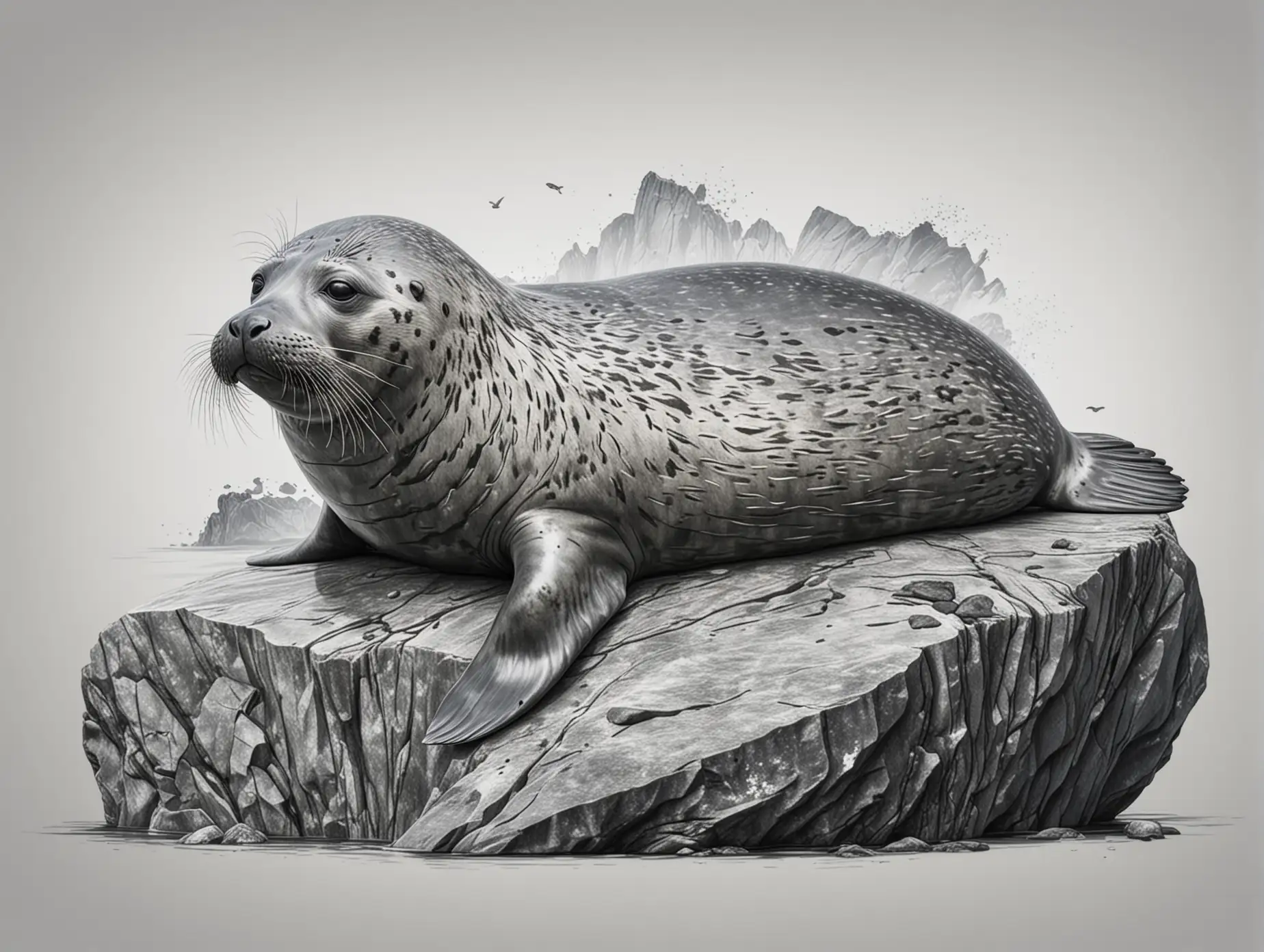 Realistic-Maxi-Detailed-Baikal-Seal-on-Rock-or-in-Water-Pencil-Graphics-Style