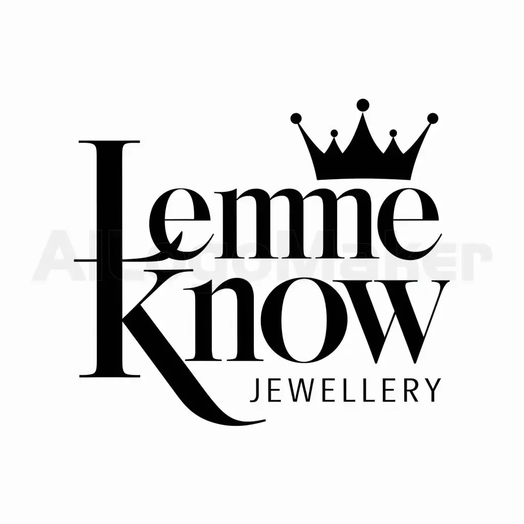a logo design,with the text "lemme know", main symbol:crown,Moderate,be used in jewellery industry,clear background
