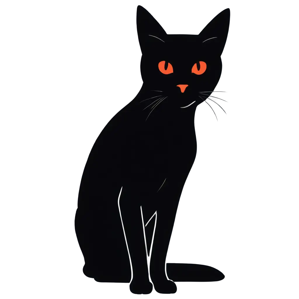 colored cat black, eyes are red, animals silhouettes vector, cartoon,