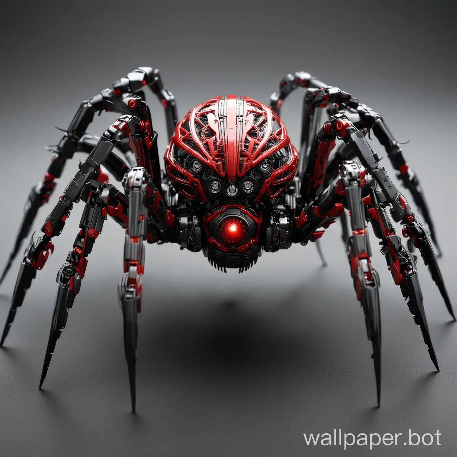 robot spider with black and red color scheme