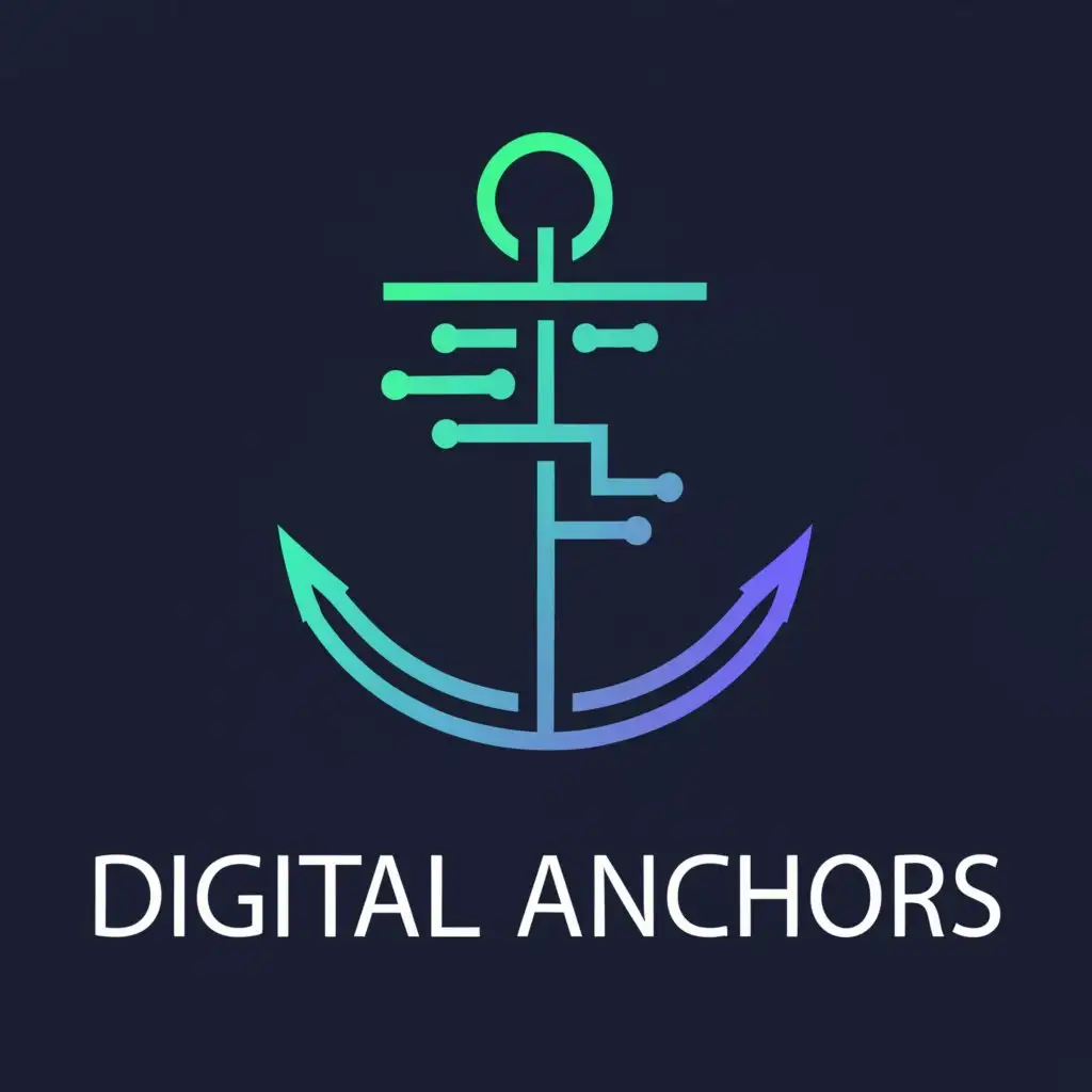 a logo design,with the text "digital anchors", main symbol:Digital 01010,
Anchors, mountains,Moderate,clear background