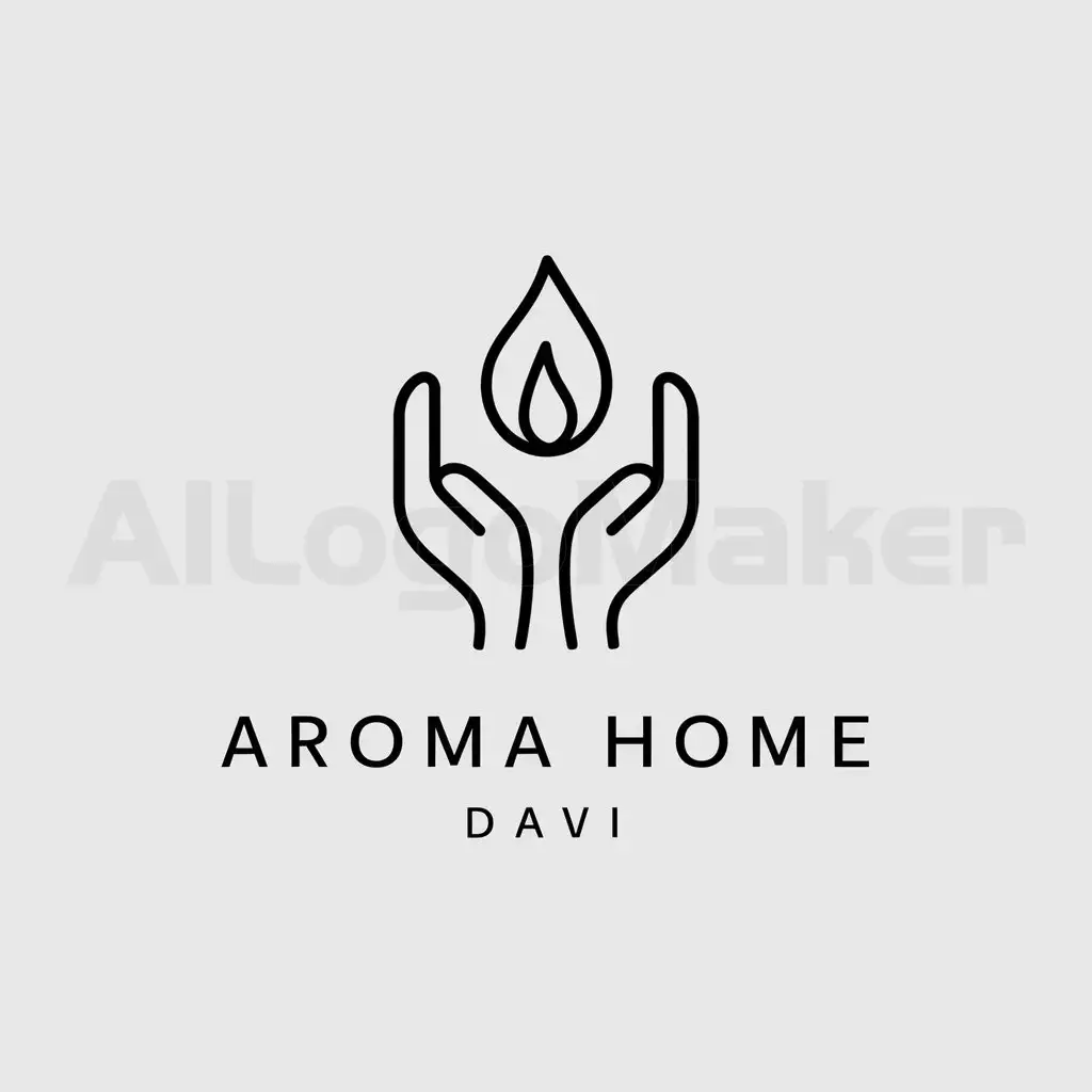 a logo design,with the text "Aroma Homе DaVi", main symbol:svecha i dve ladoni,Minimalistic,be used in candle making and aromatic products industry,clear background