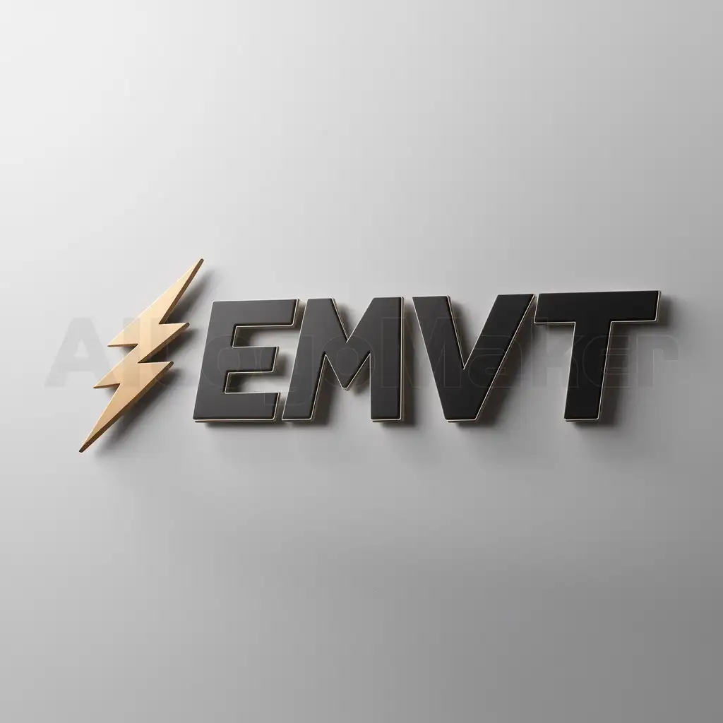 a logo design,with the text "EMVT", main symbol:blitz,Moderate,be used in Technology industry,clear background