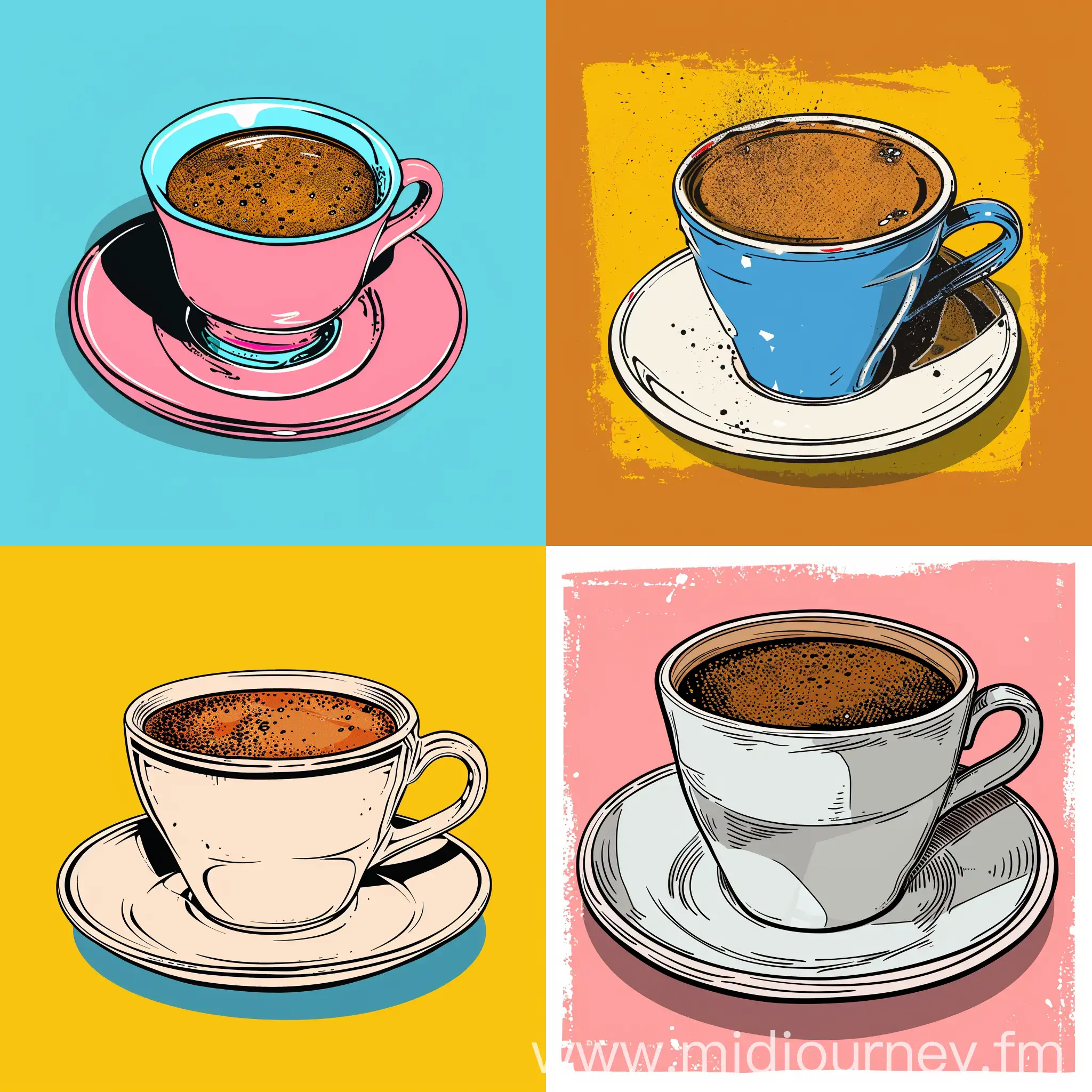 Turkish Coffee Cup Line Art Pop Art | JourneyArt