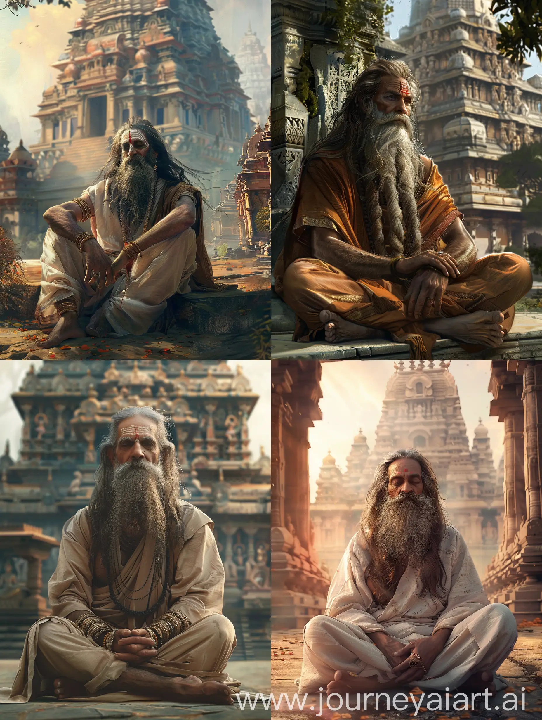 Ancient-Indian-Sage-Meditating-Outside-Temple