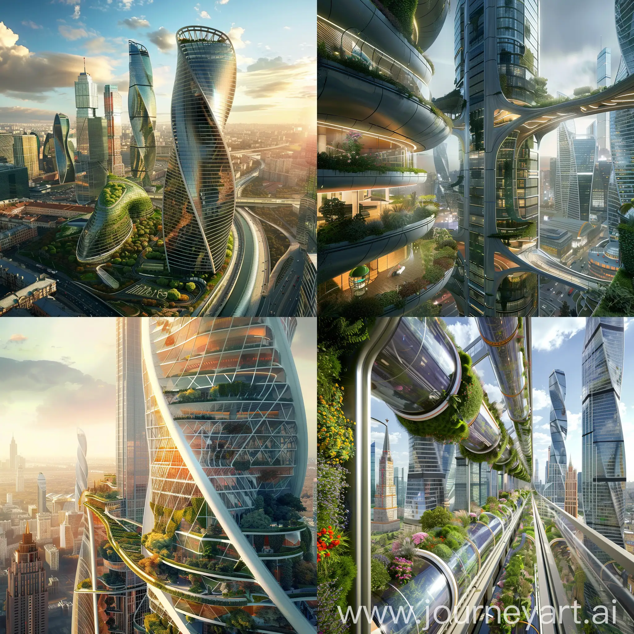 Futuristic Moscow, Kinetic Architecture, Vertical Gardens, Flexible Living Spaces, Smart Homes, Biomimetic Design, Hyperconnectivity, Modular Furniture, 3D-Printed Interiors, Virtual Reality Integration, Transparency and Light, Aerodynamic Skyscrapers, Self-Illuminating Facades, Vertical Transportation System, Kinetic Skins, Skybridges and Walkways, Green Roofs and Vertical Gardens, Landing Pads for Urban Air Taxis, Sustainable Materials, Interactive Public Art, Unified Urban Design, unreal engine 5 --stylize 1000