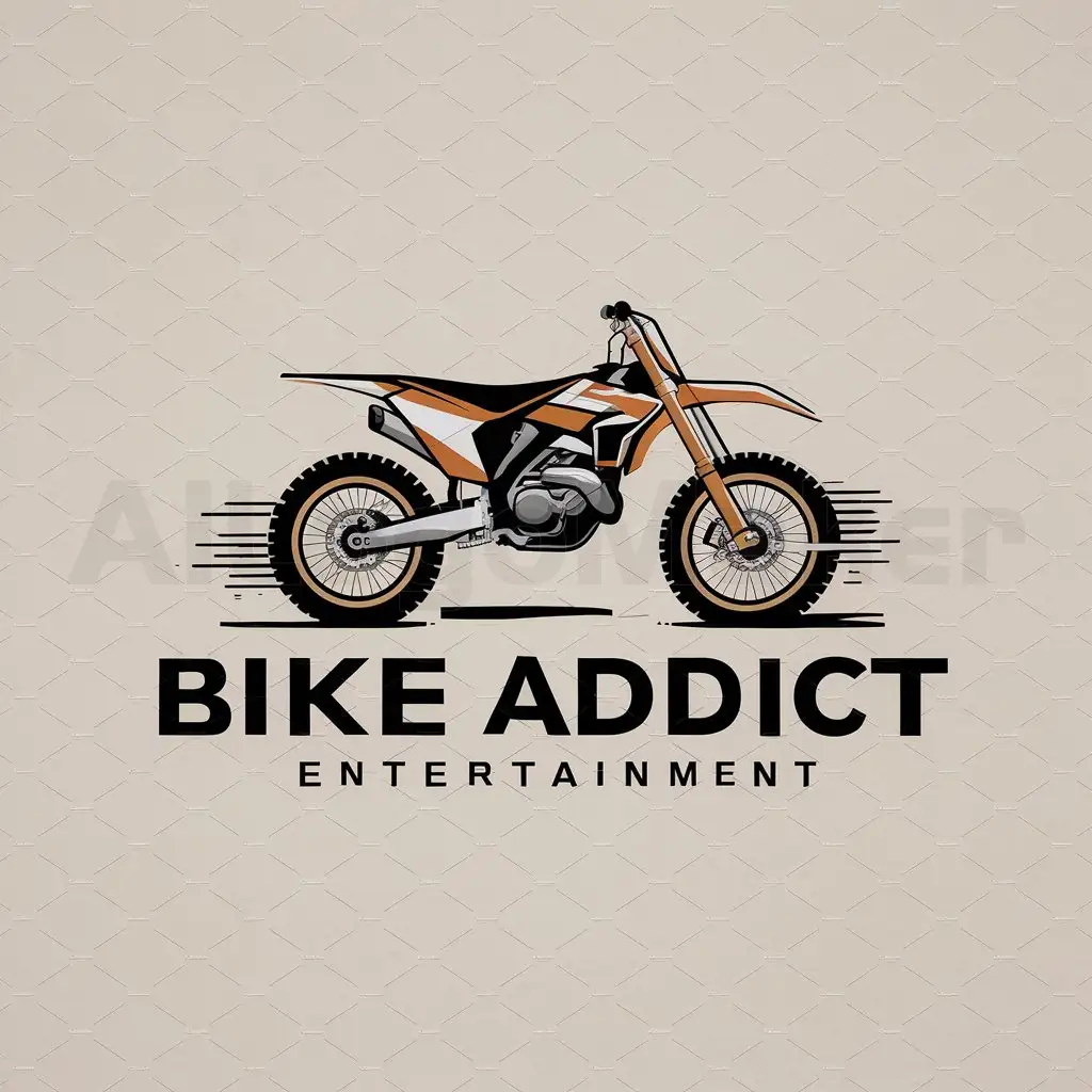 a logo design,with the text "BIKE ADDICT", main symbol:Dirt bike,Moderate,be used in Entertainment industry,clear background
