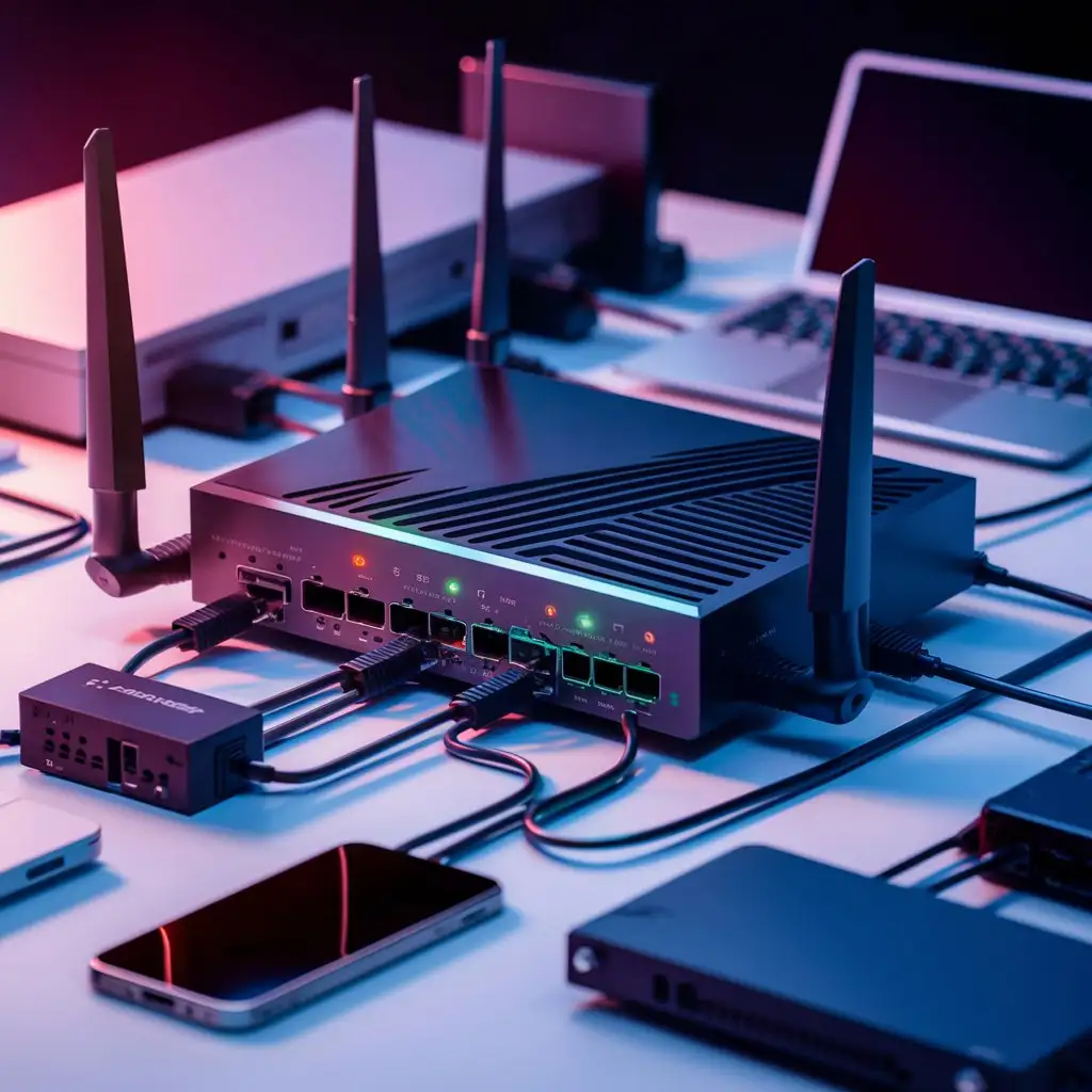 Router-Connected-to-Modem-and-Devices-Network-Setup-and-Connectivity