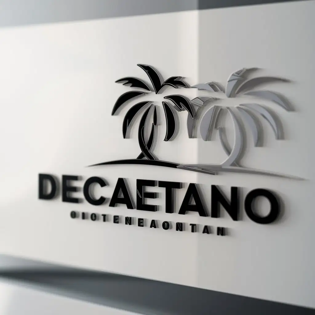 a logo design,with the text "DECaetano", main symbol:coconut tree,complex,clear background