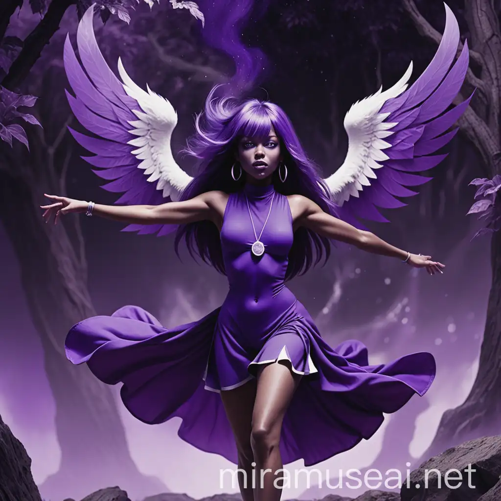 Mystical Purple Spirit Being in Enigmatic Otherworldly Realm