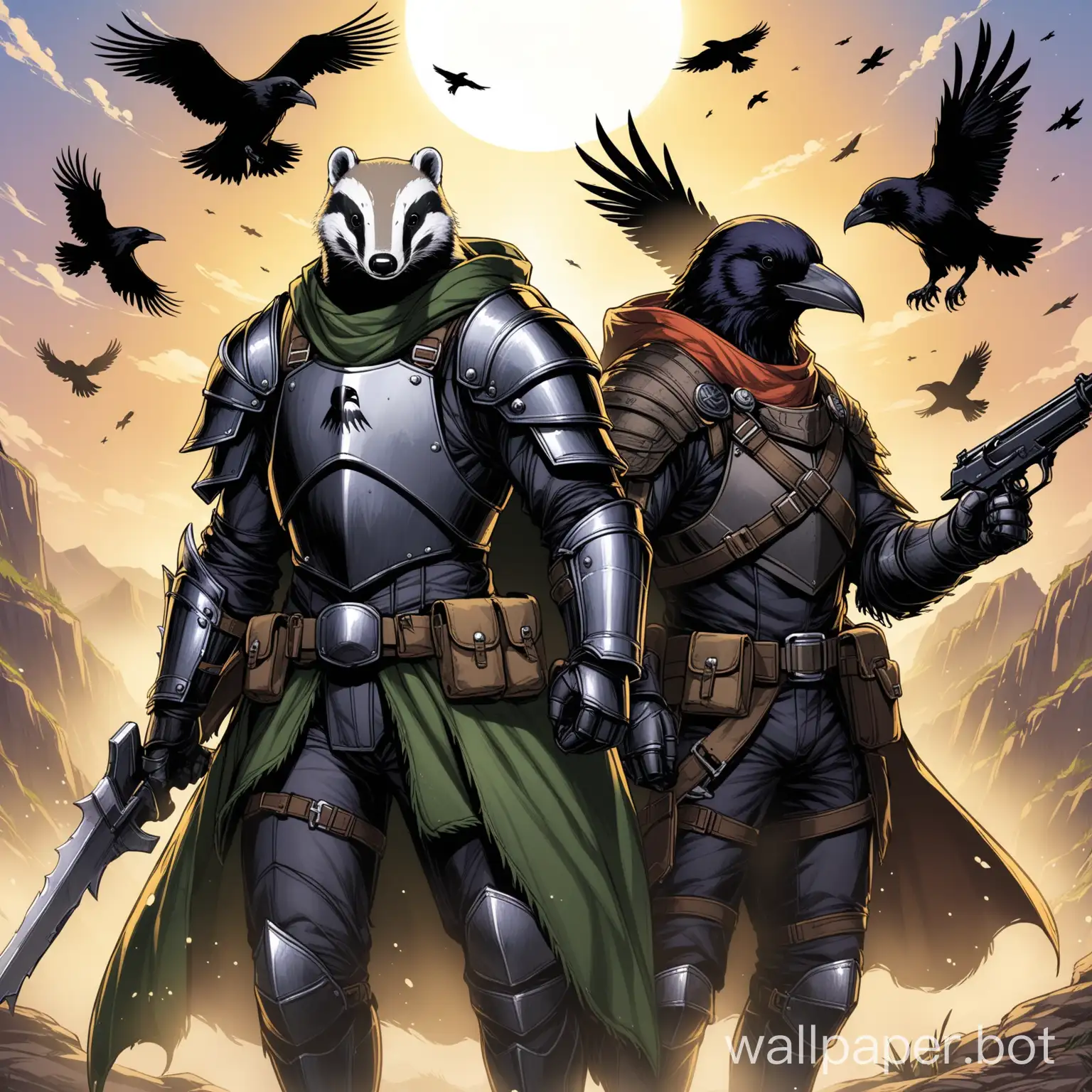 American-Badger-Knight-and-Raven-Ranger-in-Forest-Battle
